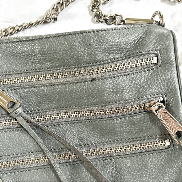Rebecca Minkoff Mini 5 Zip Crossbody Leather Bag in grey - designer purse - Picture 4 of 9